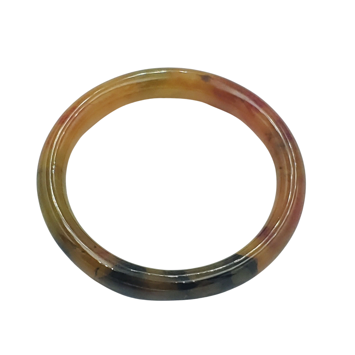 High Quality 48–72mm Jadeite Jade Yellow Black Veins YingMart Bangle Bracelets Gift for Her Mom Feng Shui Grandma Sister