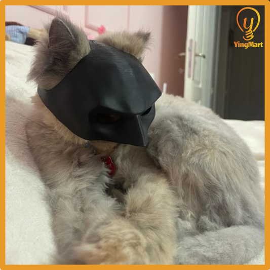 Pet Cat Dog Mask Half-Face Black Bat Handmade Adjustable Funny Halloween Cosplay Outfit Costume