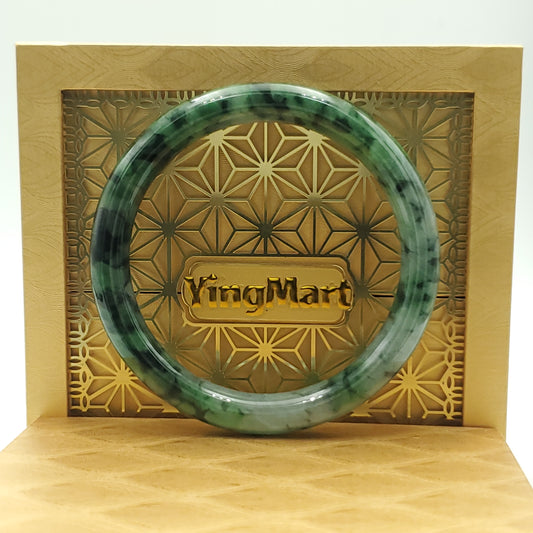 High Quality 48–72mm Jadeite Jade White to Green Black Veins YingMart Bangle Gift for Her Grandmother Sister Mom Mens Feng Shui