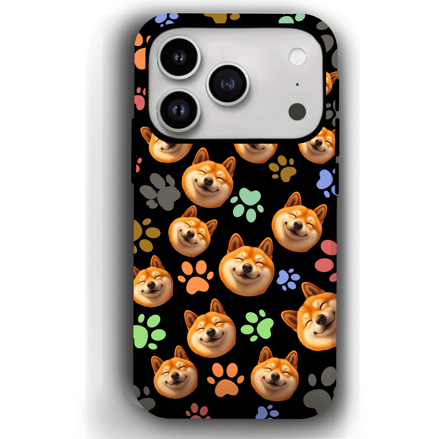 Custom Pet Phone Case for iPhone 17/ 17 Air/ 17 Pro/ 17 Pro Max by YingMart, Personalized Pet Portrait Cover with Paw, Heart, Fish & Bone Symbols