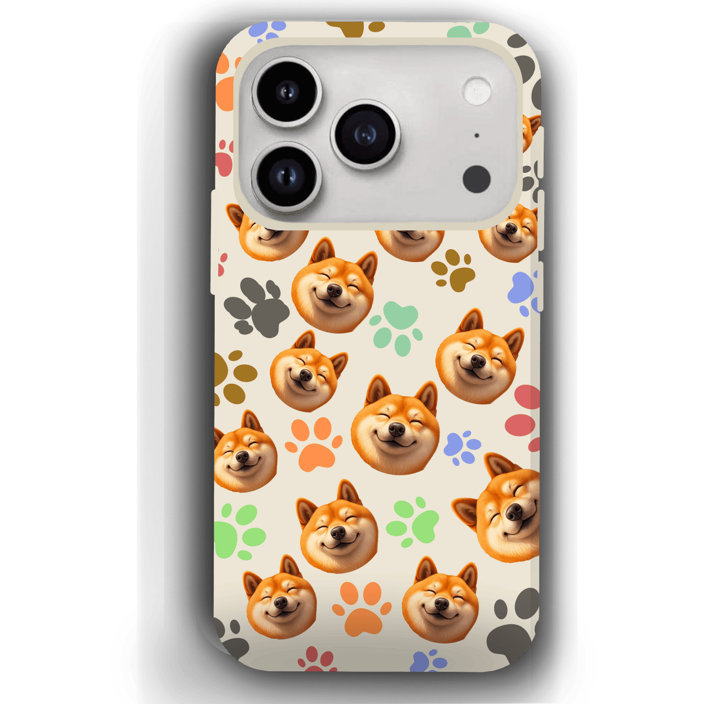 Custom Pet Phone Case for iPhone 17/ 17 Air/ 17 Pro/ 17 Pro Max by YingMart, Personalized Pet Portrait Cover with Paw, Heart, Fish & Bone Symbols