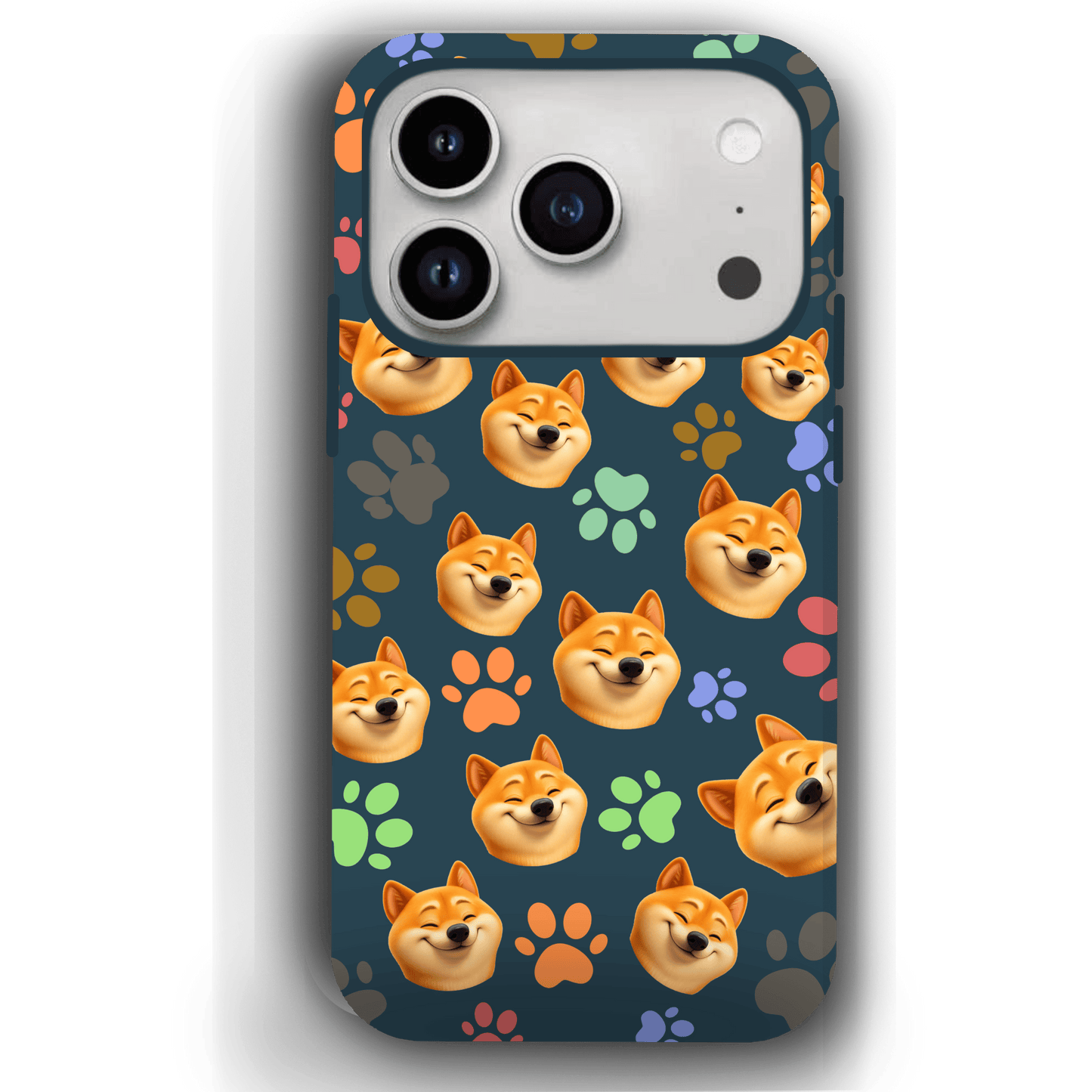 Custom Pet Phone Case for iPhone 17/ 17 Air/ 17 Pro/ 17 Pro Max by YingMart, Personalized Pet Portrait Cover with Paw, Heart, Fish & Bone Symbols