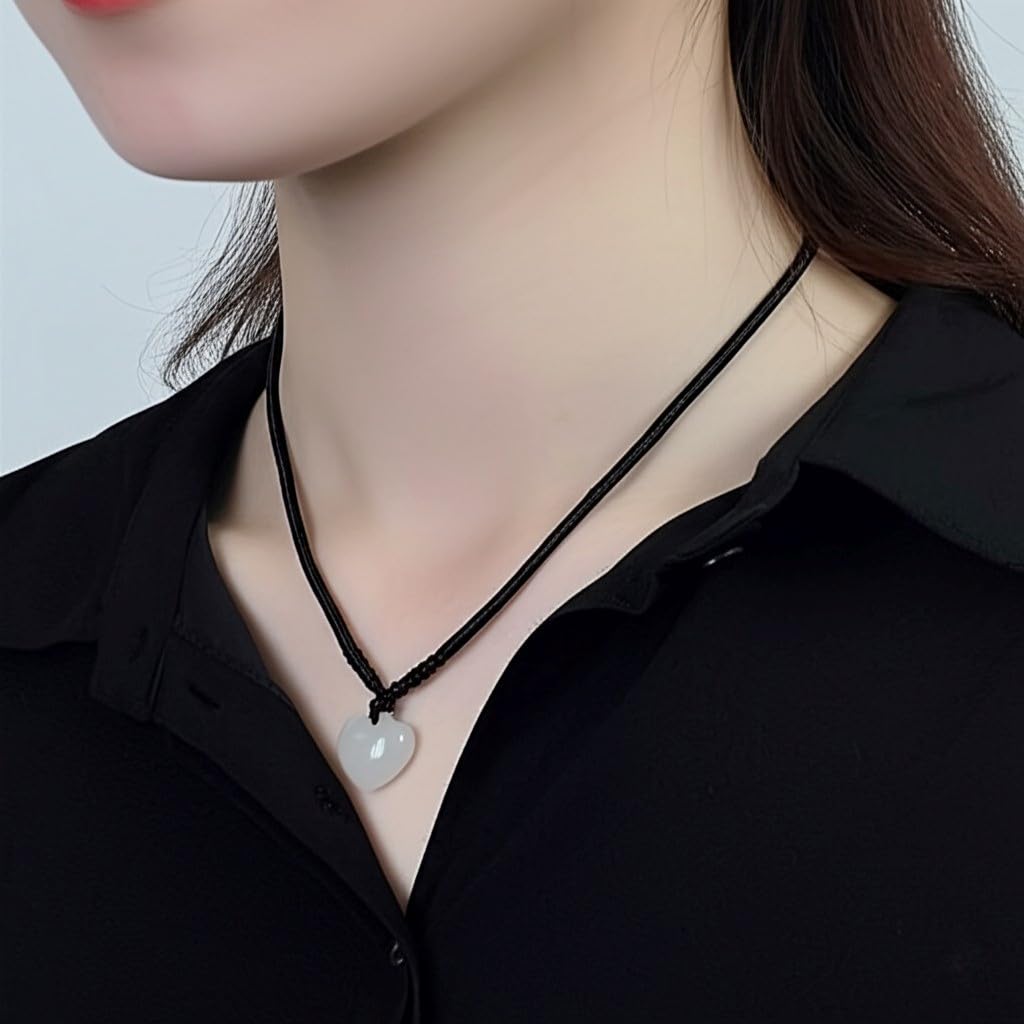 Love & Luck – Natural Heart/Donut Jade Pendant Necklace for Women – Lucky Jade Jewelry Gift for Her, Genuine Green/Purple/White Stone, Minimalist Spiritual Necklace, Real Jade Necklace for Balance, Energy & Style by YingMart