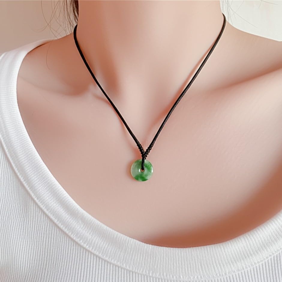 Love & Luck – Natural Heart/Donut Jade Pendant Necklace for Women – Lucky Jade Jewelry Gift for Her, Genuine Green/Purple/White Stone, Minimalist Spiritual Necklace, Real Jade Necklace for Balance, Energy & Style by YingMart