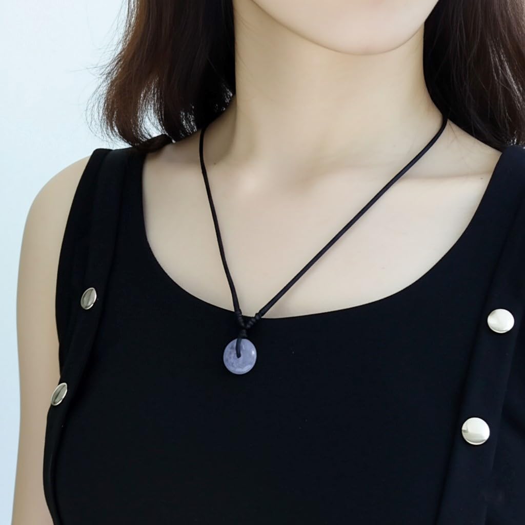 Love & Luck – Natural Heart/Donut Jade Pendant Necklace for Women – Lucky Jade Jewelry Gift for Her, Genuine Green/Purple/White Stone, Minimalist Spiritual Necklace, Real Jade Necklace for Balance, Energy & Style by YingMart