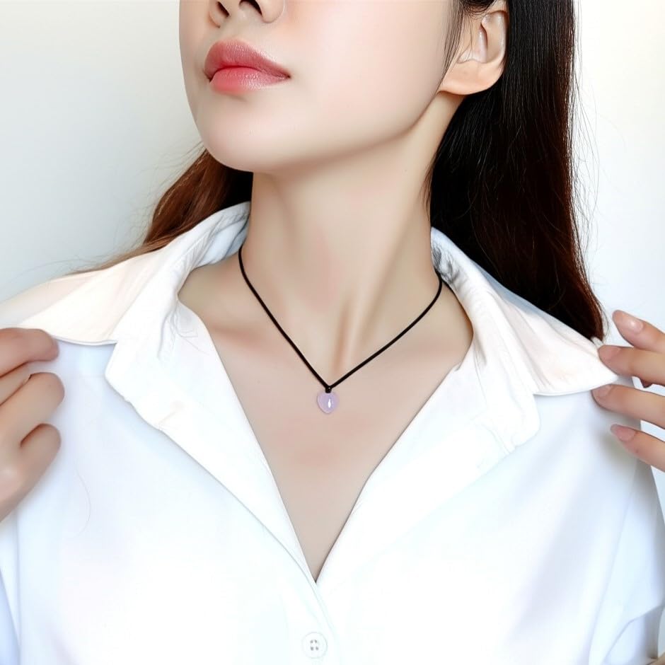 Love & Luck – Natural Heart/Donut Jade Pendant Necklace for Women – Lucky Jade Jewelry Gift for Her, Genuine Green/Purple/White Stone, Minimalist Spiritual Necklace, Real Jade Necklace for Balance, Energy & Style by YingMart
