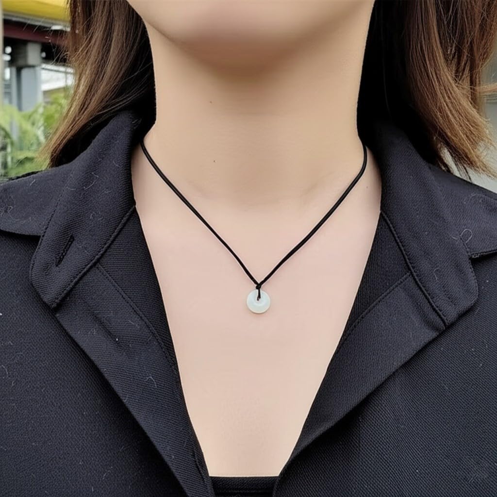 Love & Luck – Natural Heart/Donut Jade Pendant Necklace for Women – Lucky Jade Jewelry Gift for Her, Genuine Green/Purple/White Stone, Minimalist Spiritual Necklace, Real Jade Necklace for Balance, Energy & Style by YingMart
