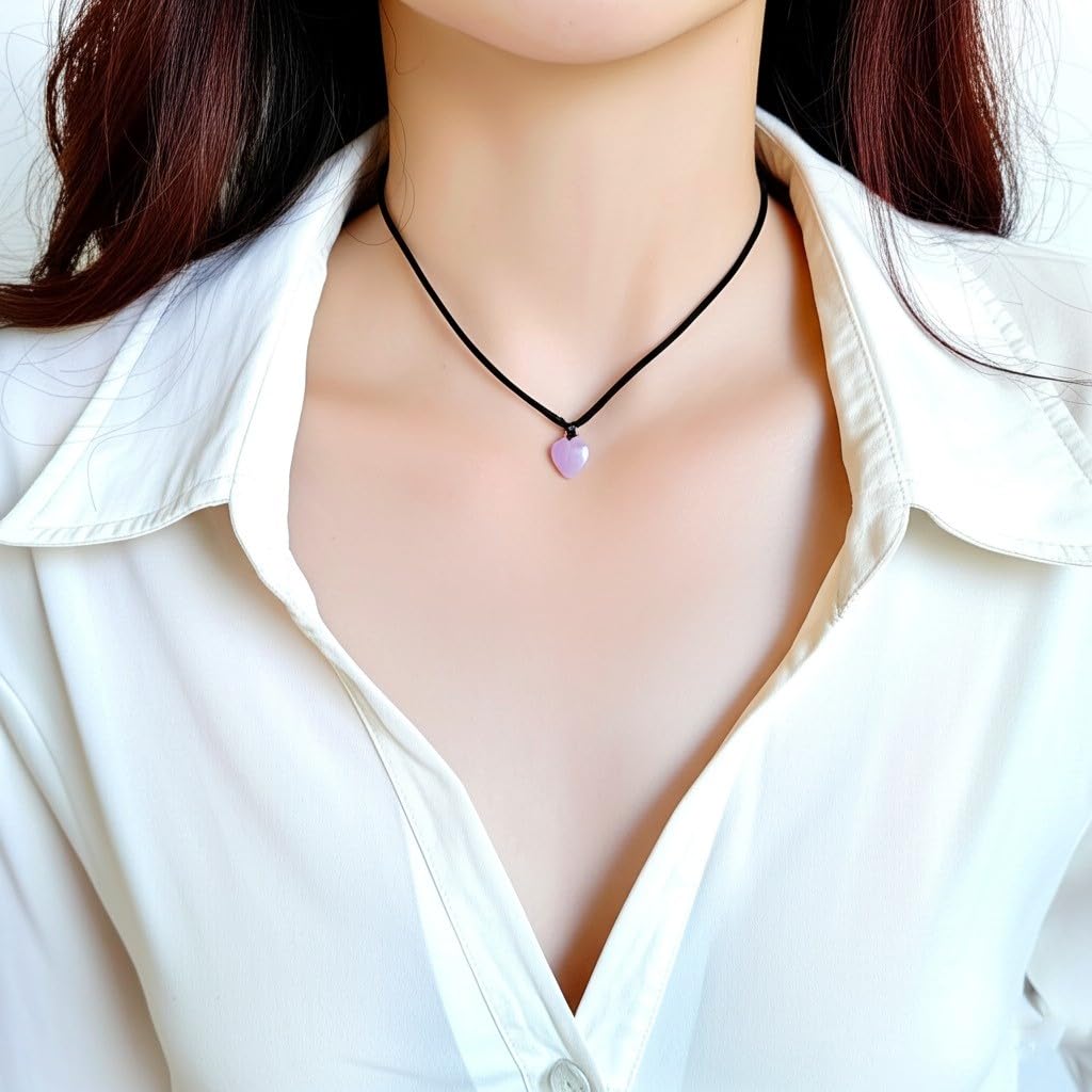 Love & Luck – Natural Heart/Donut Jade Pendant Necklace for Women – Lucky Jade Jewelry Gift for Her, Genuine Green/Purple/White Stone, Minimalist Spiritual Necklace, Real Jade Necklace for Balance, Energy & Style by YingMart