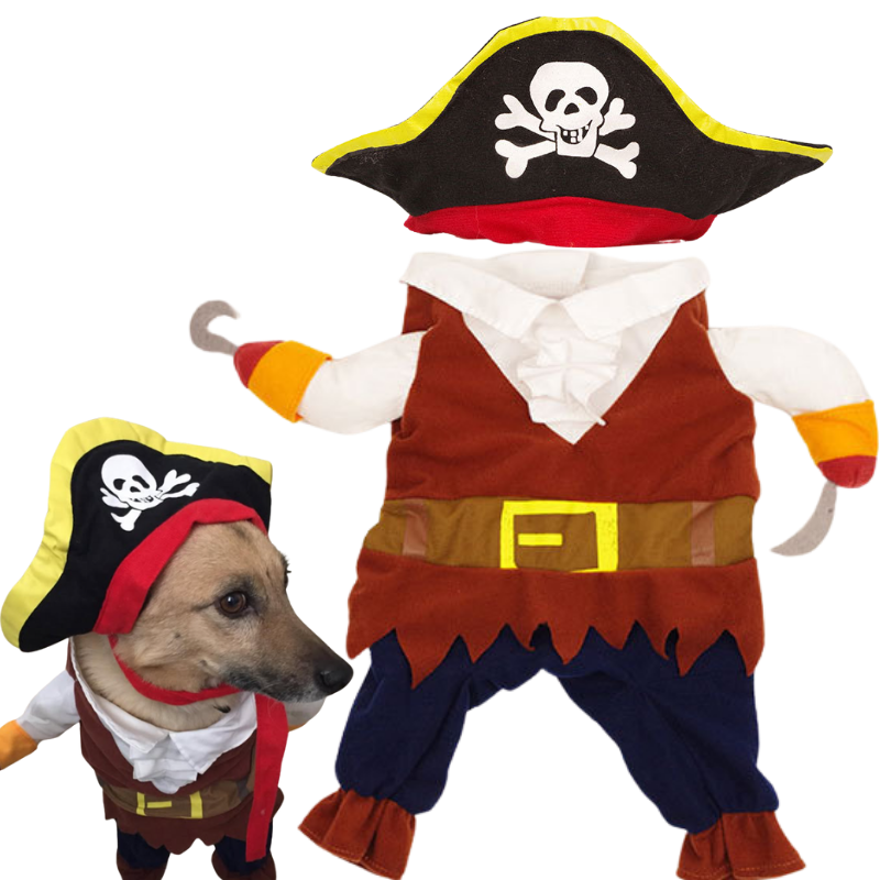 Pirate Costume Set With Hat Cosplay Halloween Christmas Pet Dog Cat Small Medium Large Cute Scary