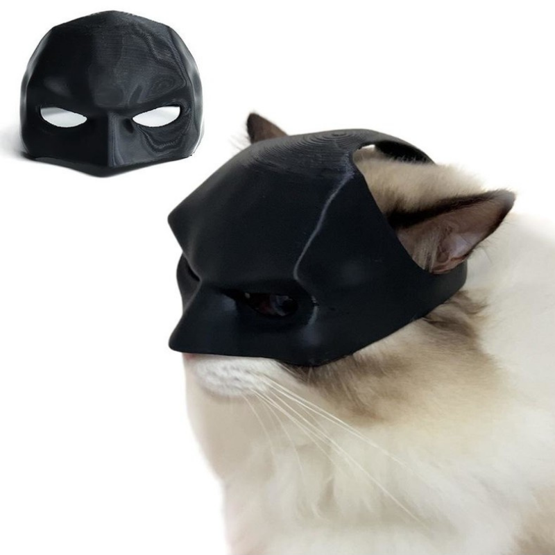 Pet Cat Dog Mask Half-Face Black Bat Handmade Adjustable Funny Halloween Cosplay Outfit Costume