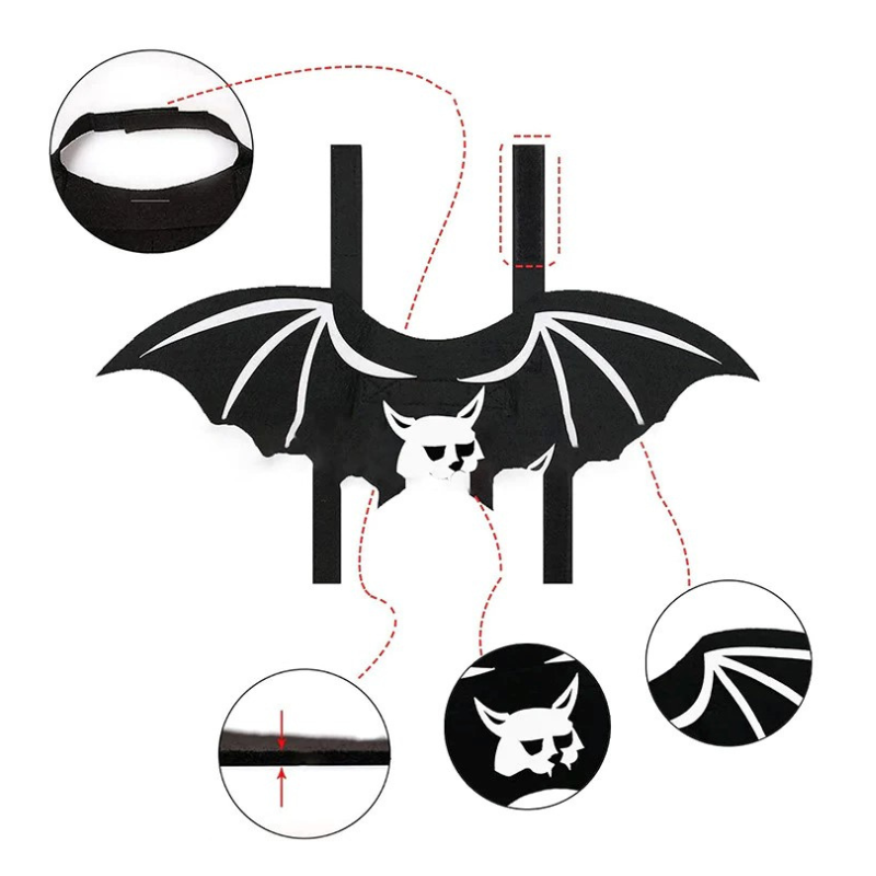 Halloween Pet Bat Wings Costume for Cats Dogs Funny Cosplay Outfit Holiday Decoration