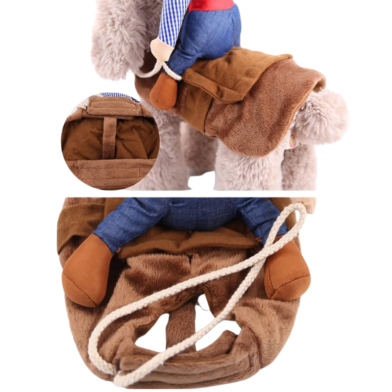 Funny Cowboy Rider Outfit for Dogs Cats Western Saddle Jacket Cloak Halloween Party Pet Costume