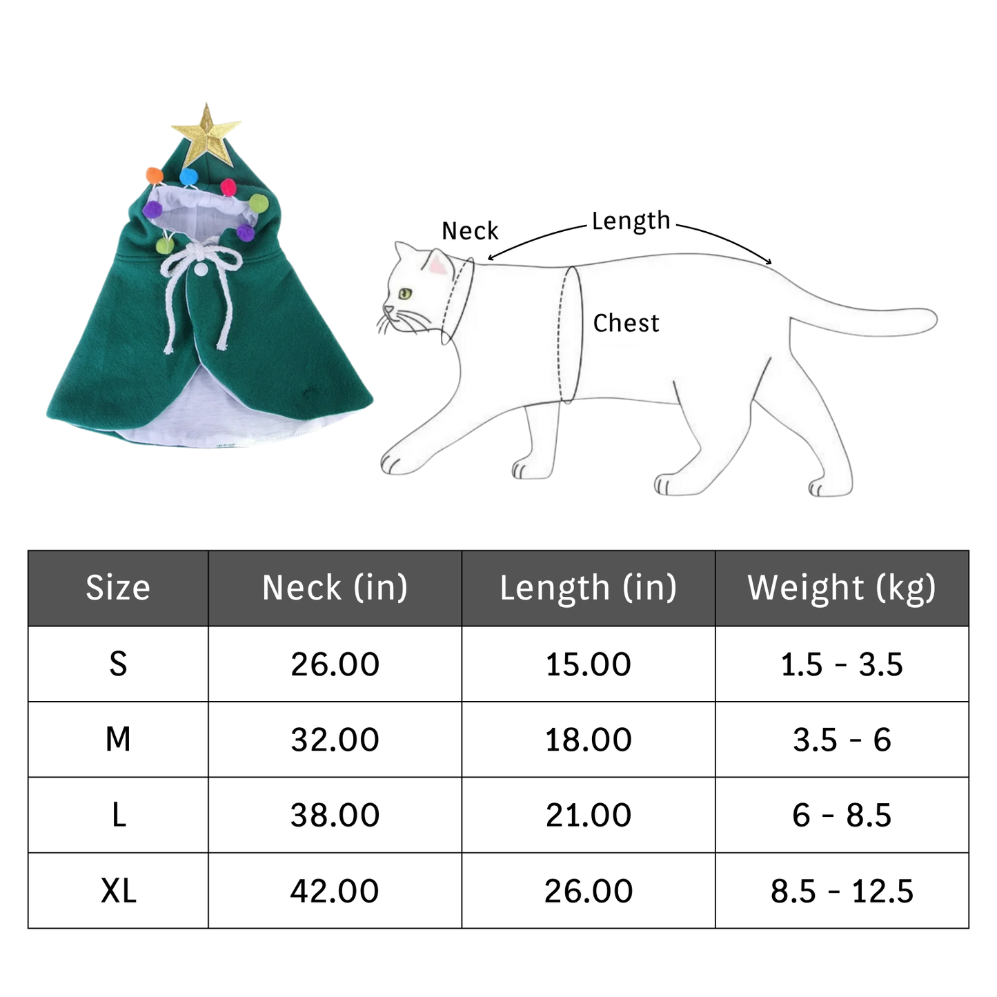 Christmas Tree Pet Cape Costume for Dogs Cats Holiday Outfit Festive Cloak Small Animal Clothes
