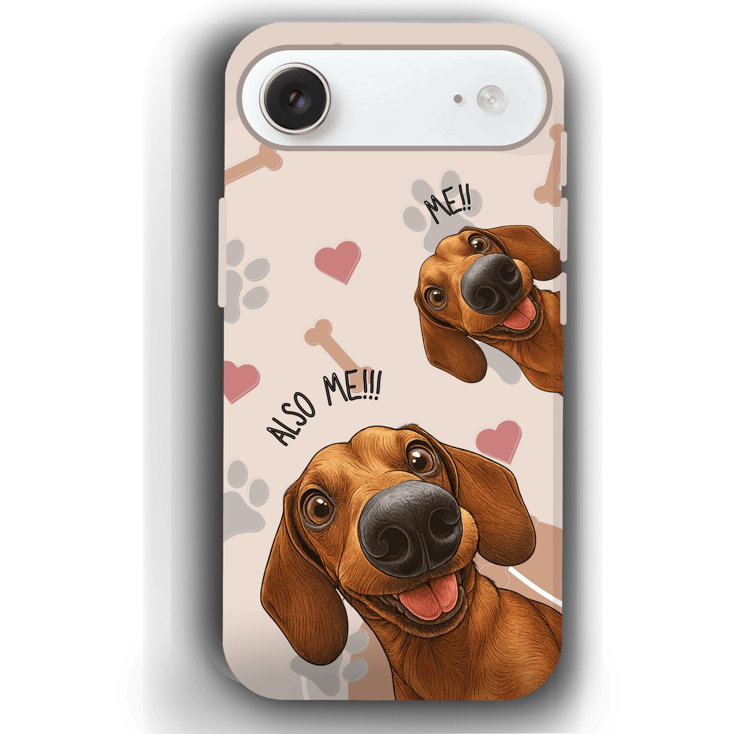 "Also Me" Design Custom Pet iPhone 17 Case – 4 Colors & 4 Patterns by YingMart, Personalized Pet Portrait Protective Cover for Dog Lovers