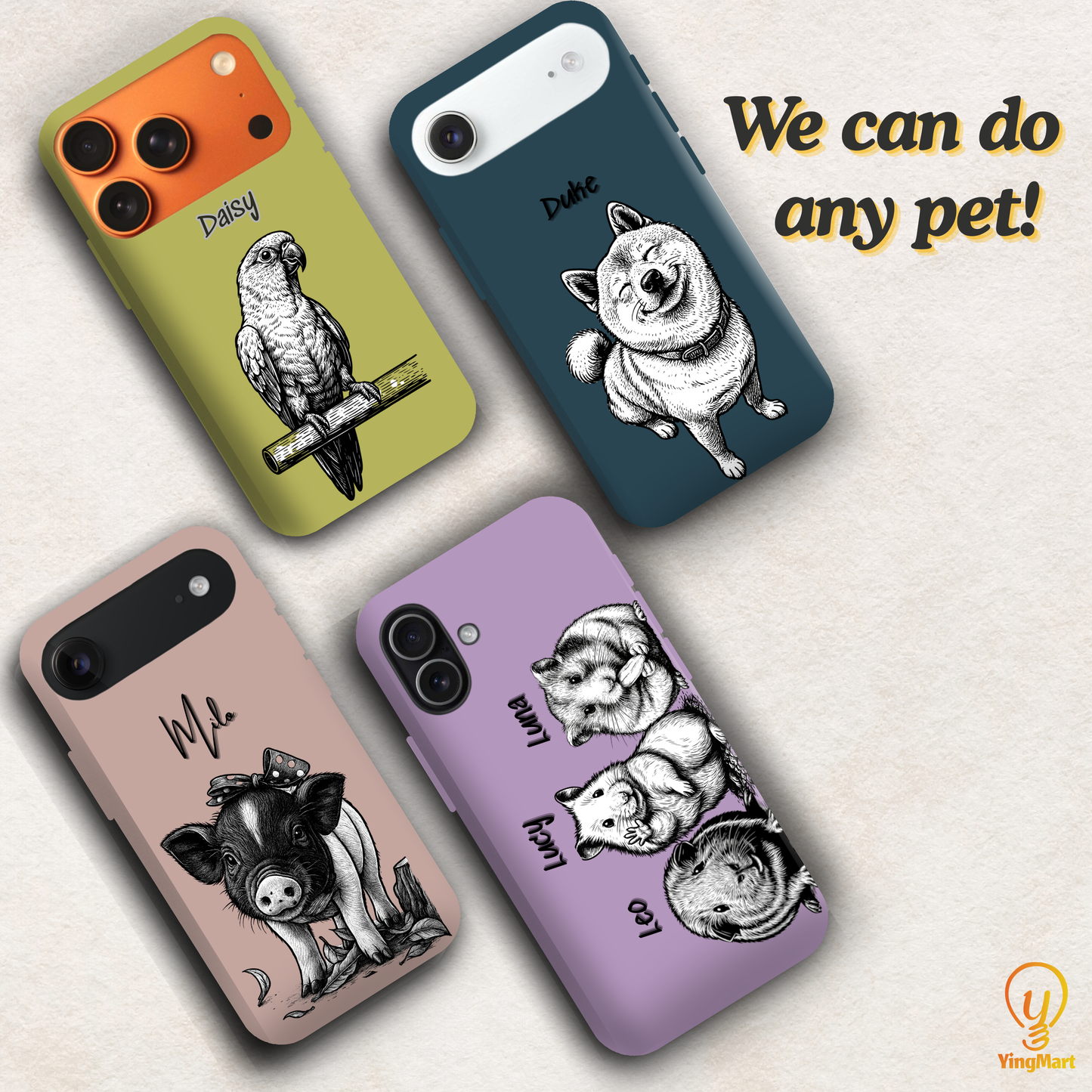 Custom Black & White Pet Phone Case for iPhone 17 by YingMart – Custom Photo Personalized Pet Line Art Design with Pet Name