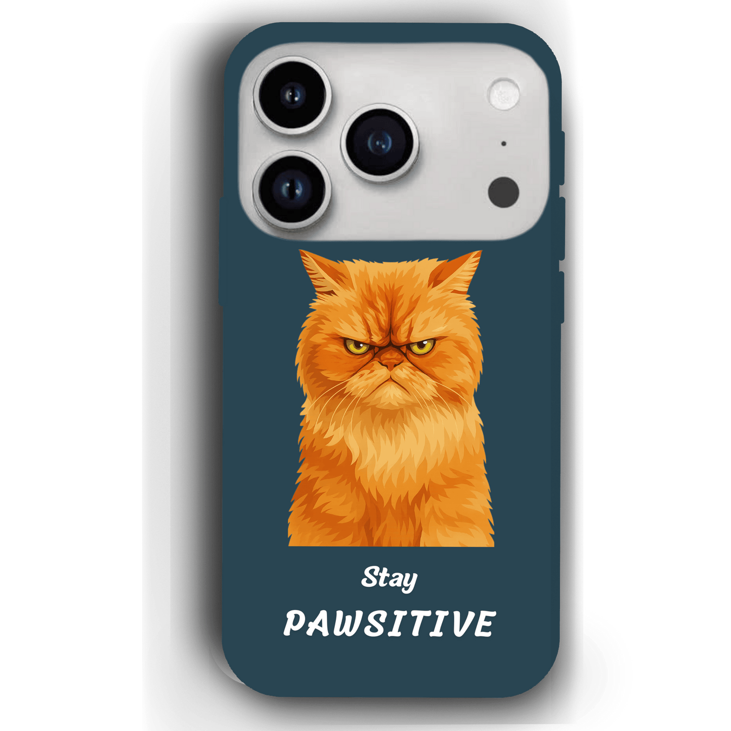 Stay Pawsitive Custom Pet Phone Case for iPhone 17 by YingMart – Personalized Animal Portrait, Protective Cover, for Pet Lovers.
