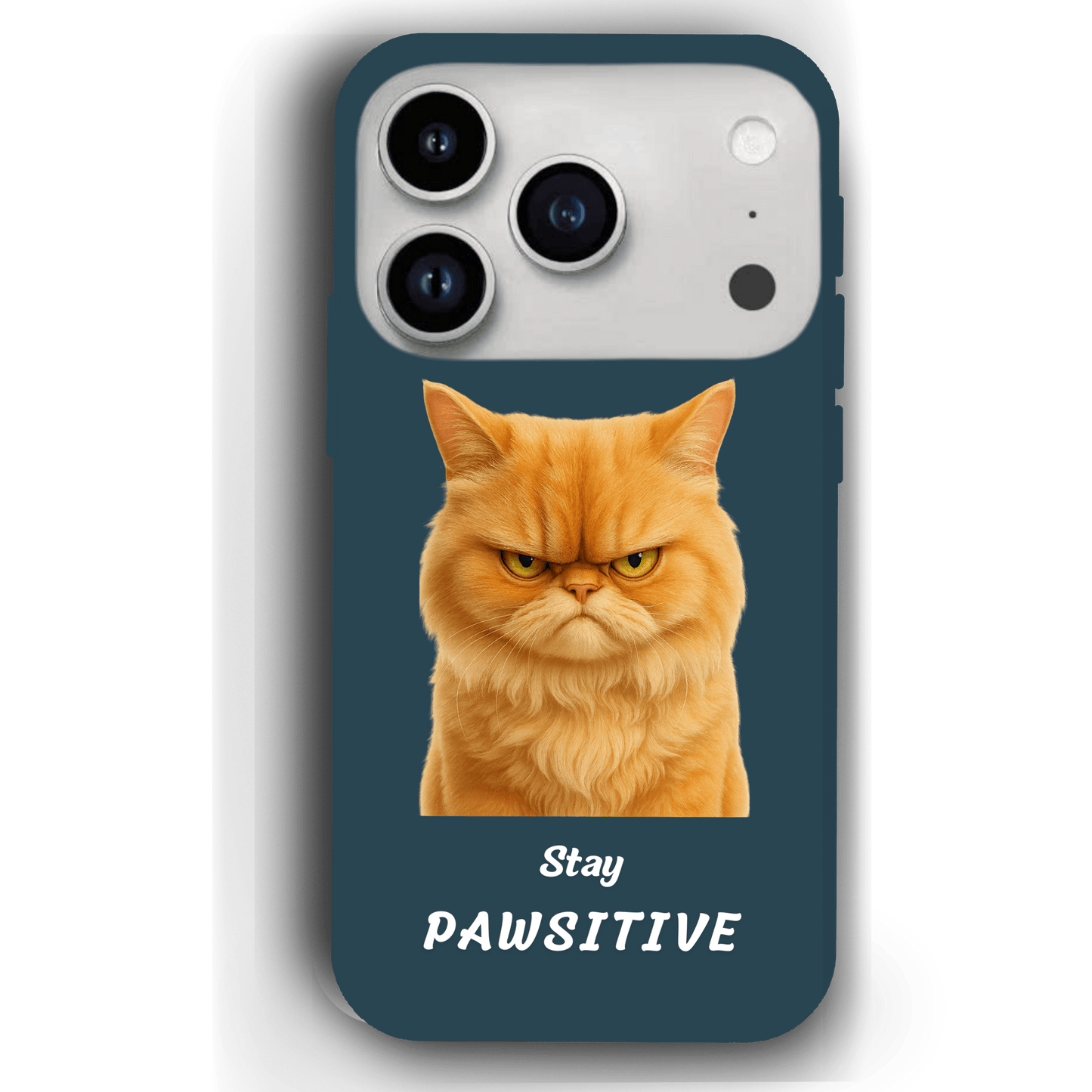 Stay Pawsitive Custom Pet Phone Case for iPhone 17 by YingMart – Personalized Animal Portrait, Protective Cover, for Pet Lovers.