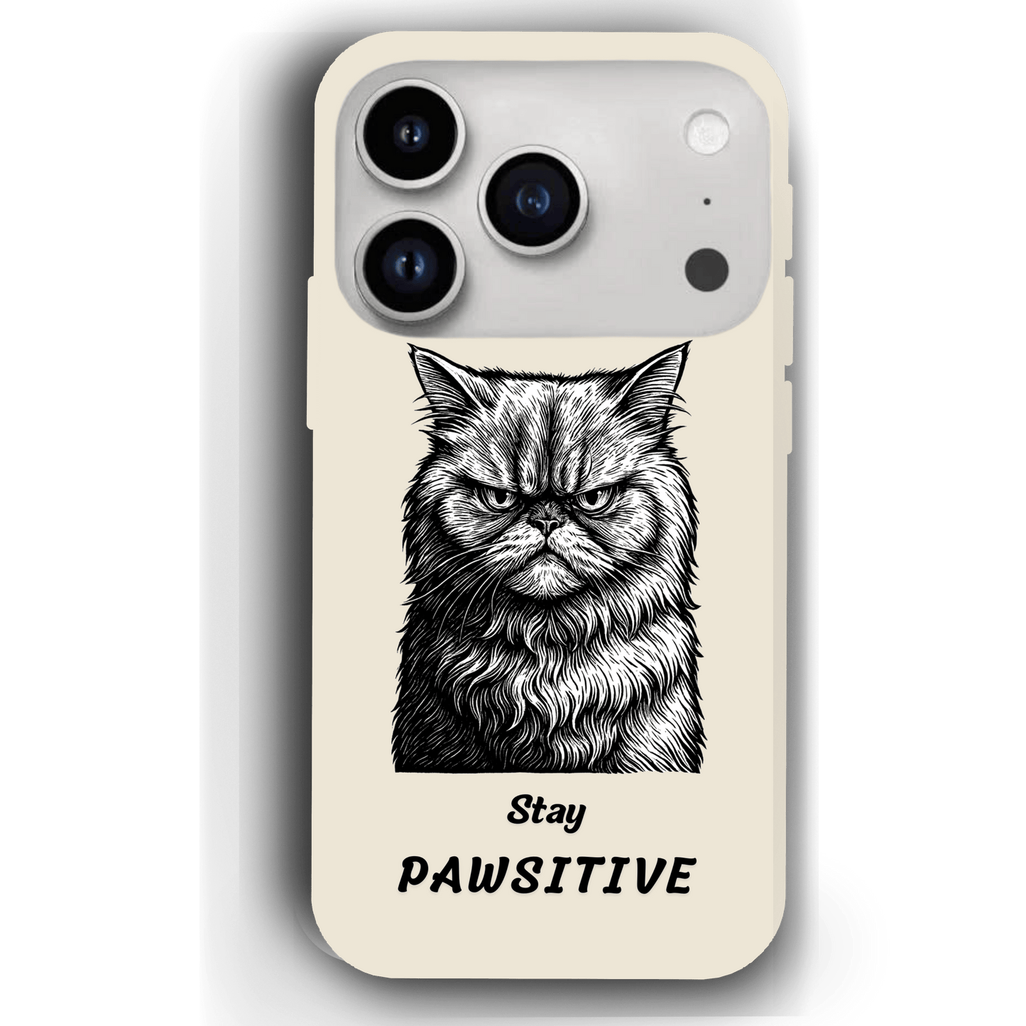Stay Pawsitive Custom Pet Phone Case for iPhone 17 by YingMart – Personalized Animal Portrait, Protective Cover, for Pet Lovers.