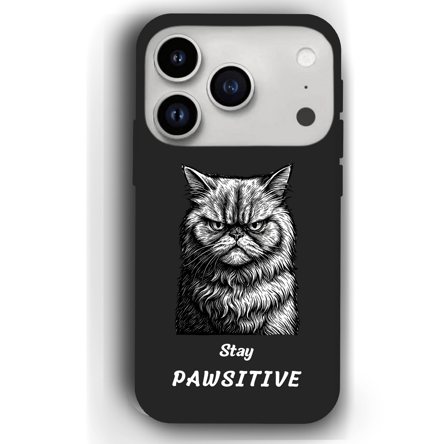 Stay Pawsitive Custom Pet Phone Case for iPhone 17 by YingMart – Personalized Animal Portrait, Protective Cover, for Pet Lovers.