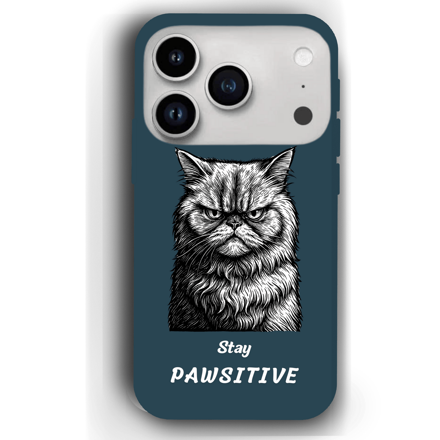 Stay Pawsitive Custom Pet Phone Case for iPhone 17 by YingMart – Personalized Animal Portrait, Protective Cover, for Pet Lovers.