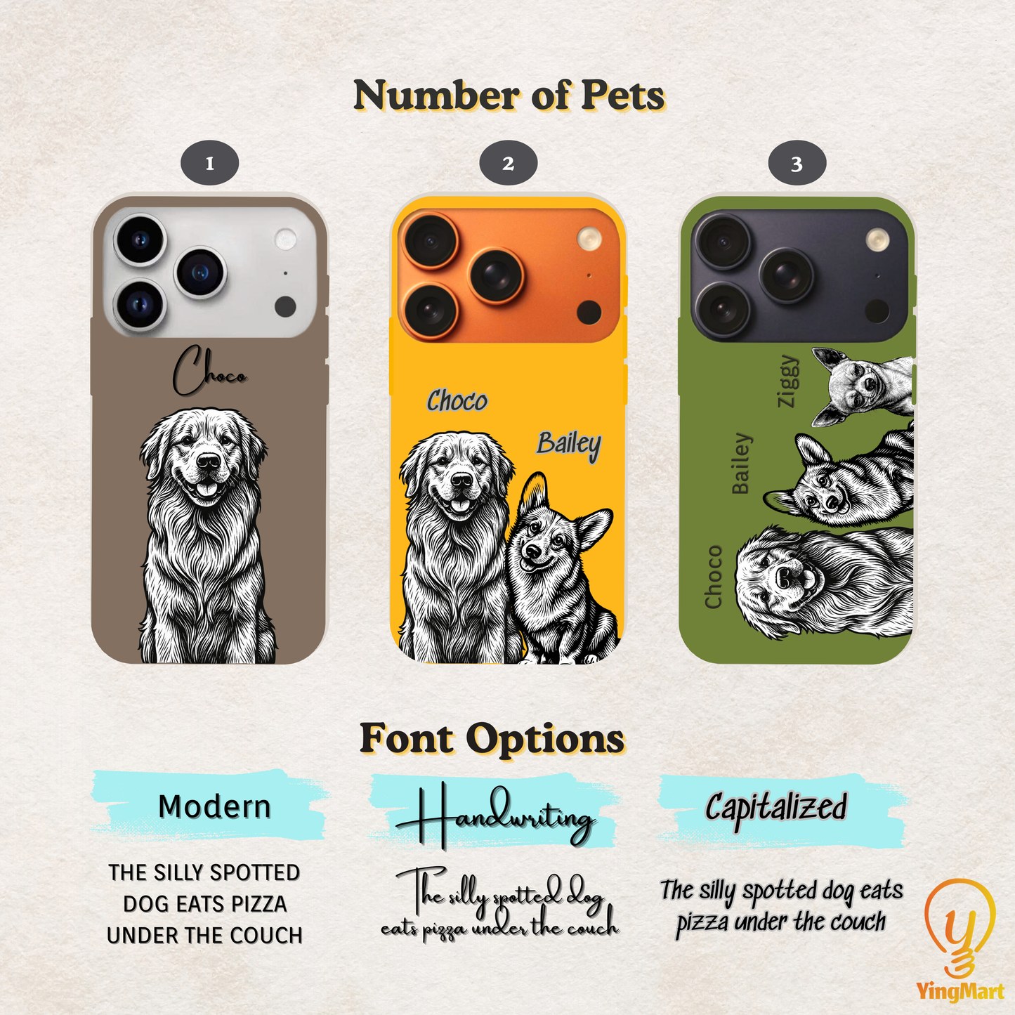 Custom Black & White Pet Phone Case for iPhone 17 by YingMart – Custom Photo Personalized Pet Line Art Design with Pet Name