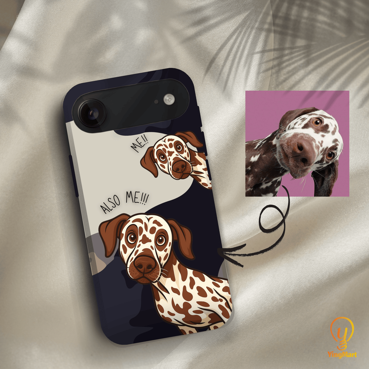 "Also Me" Design Custom Pet iPhone 17 Case – 4 Colors & 4 Patterns by YingMart, Personalized Pet Portrait Protective Cover for Dog Lovers