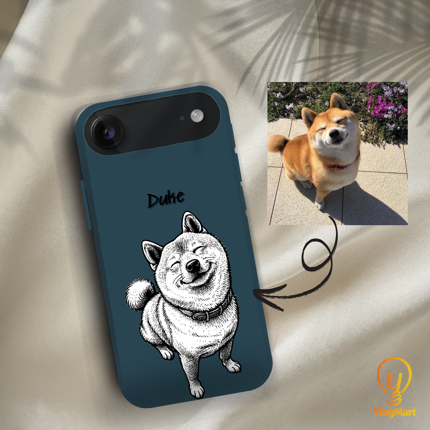 Custom Black & White Pet Phone Case for iPhone 17 by YingMart – Custom Photo Personalized Pet Line Art Design with Pet Name