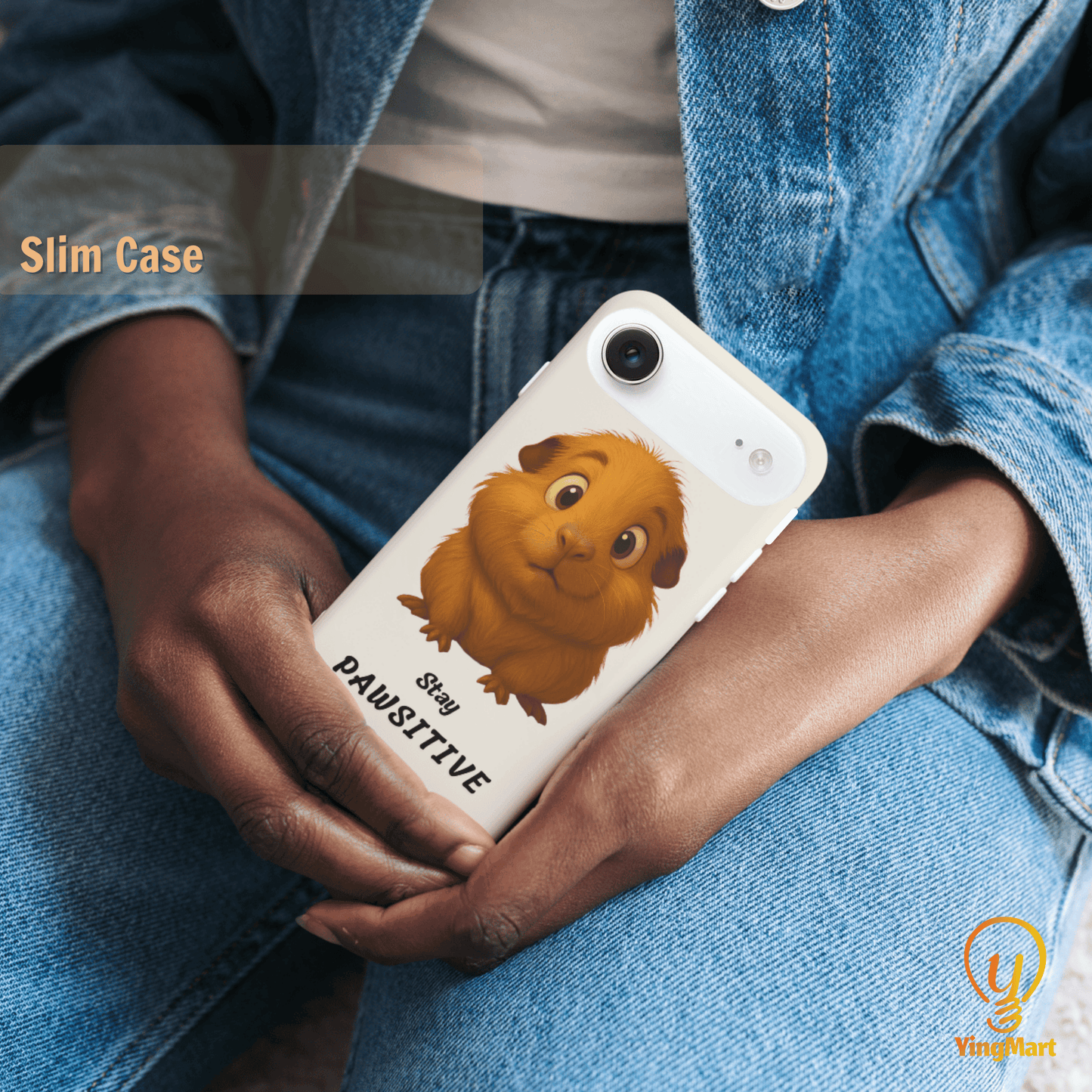 Stay Pawsitive Custom Pet Phone Case for iPhone 17 by YingMart – Personalized Animal Portrait, Protective Cover, for Pet Lovers.
