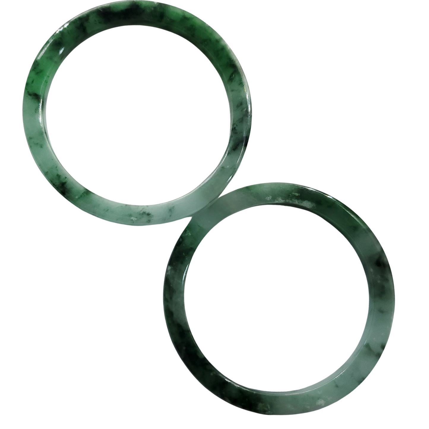 High Quality 48-72mm Natural-Colour Jade Bangle, White Floating Green Black Veins, Burmese Jadeite, Feng Shui Jewelry, Gift for Mom