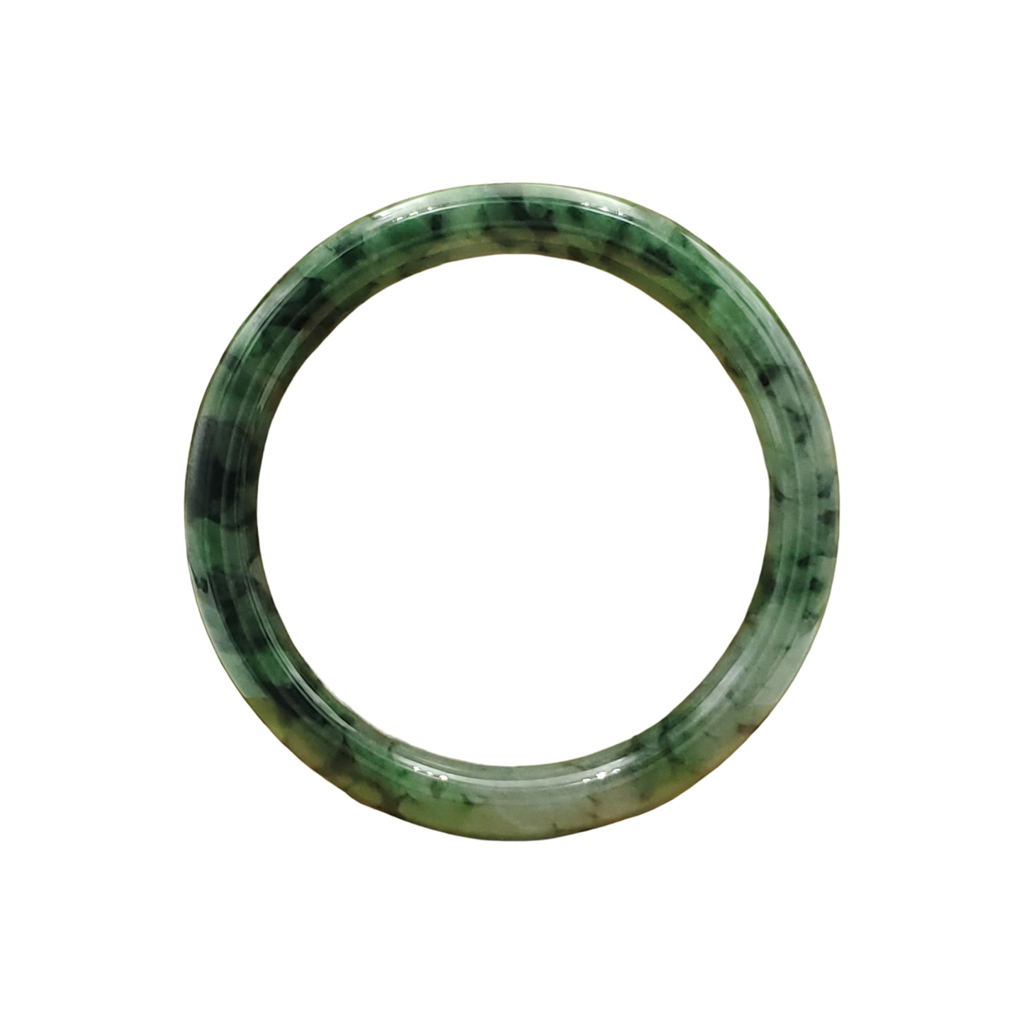 High Quality 48–72mm Jadeite Jade White to Green Black Veins YingMart Bangle Gift for Her Grandmother Sister Mom Mens Feng Shui