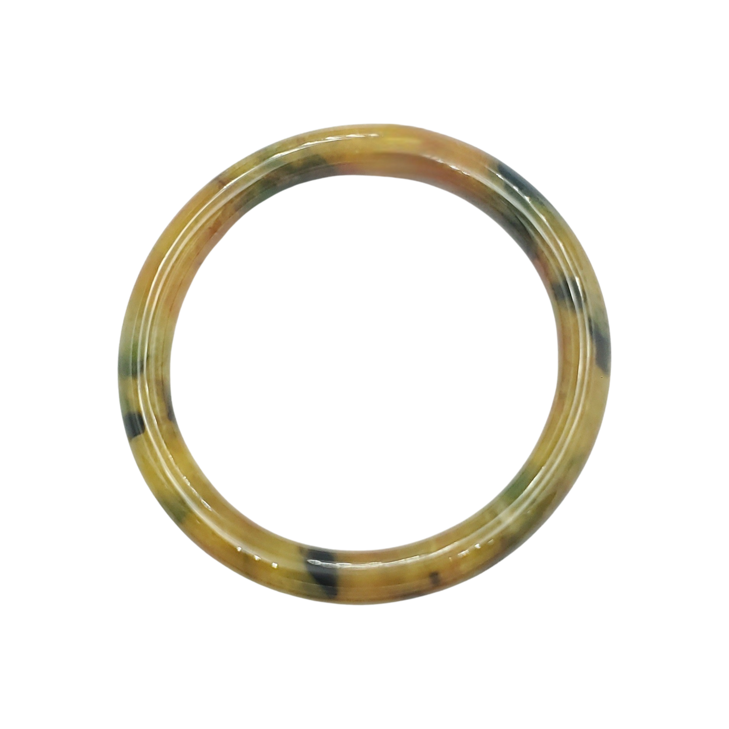 High Quality 48–72mm Jadeite Jade Yellow Black Spot YingMart Bangle Bracelets Gift for Her Mom Feng Shui Grandma Sister