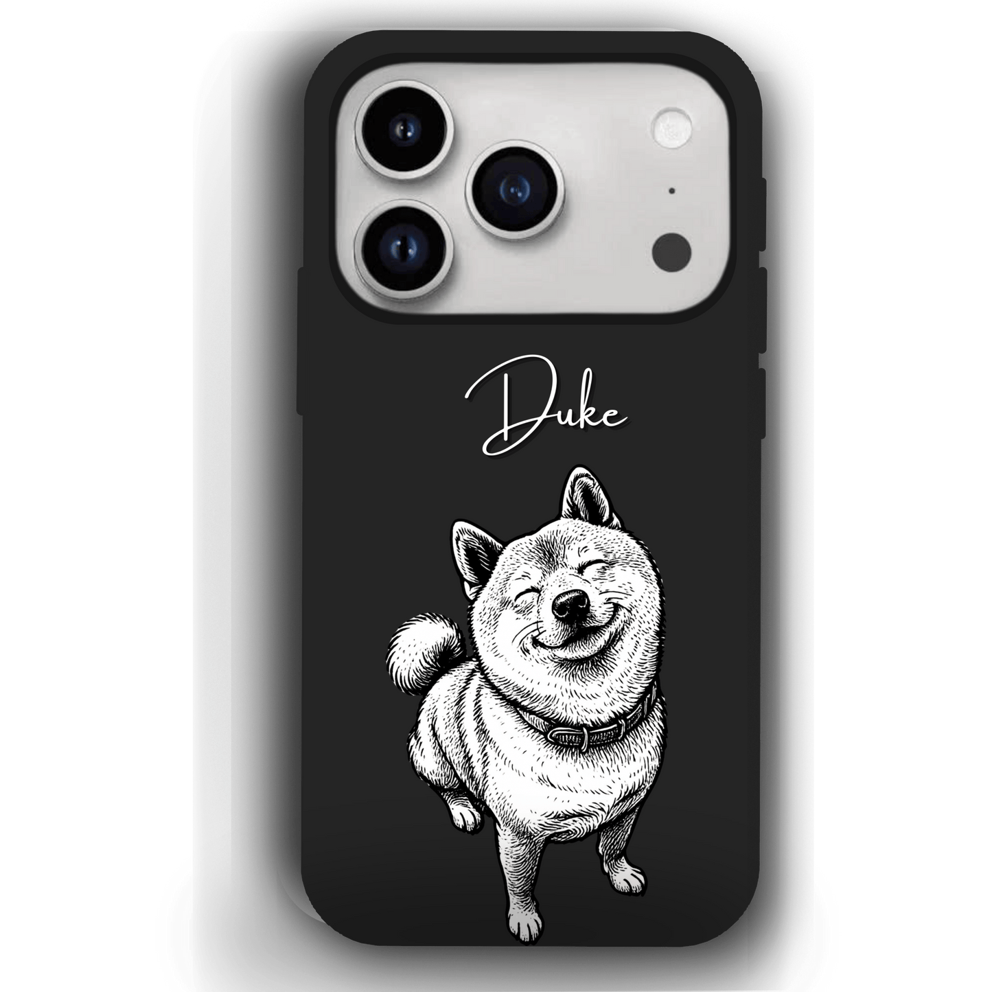Custom Black & White Pet Phone Case for iPhone 17 by YingMart – Custom Photo Personalized Pet Line Art Design with Pet Name