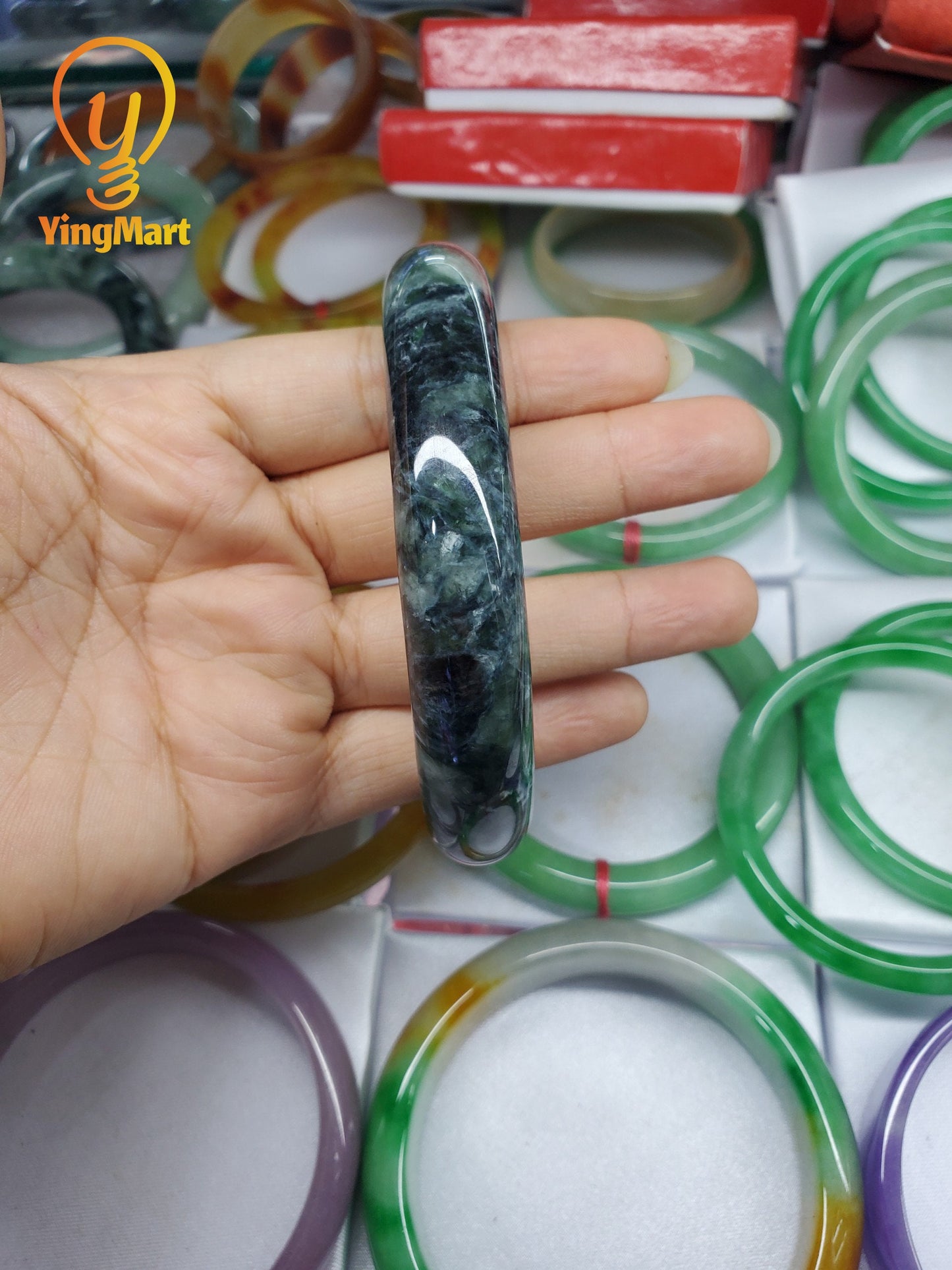 Yingmart Certified 60mm-72mm 100% Natural Genuine Jade Men Women Bangle Bracelets, Real Gemstone Bracelet, Vintage Jewelry