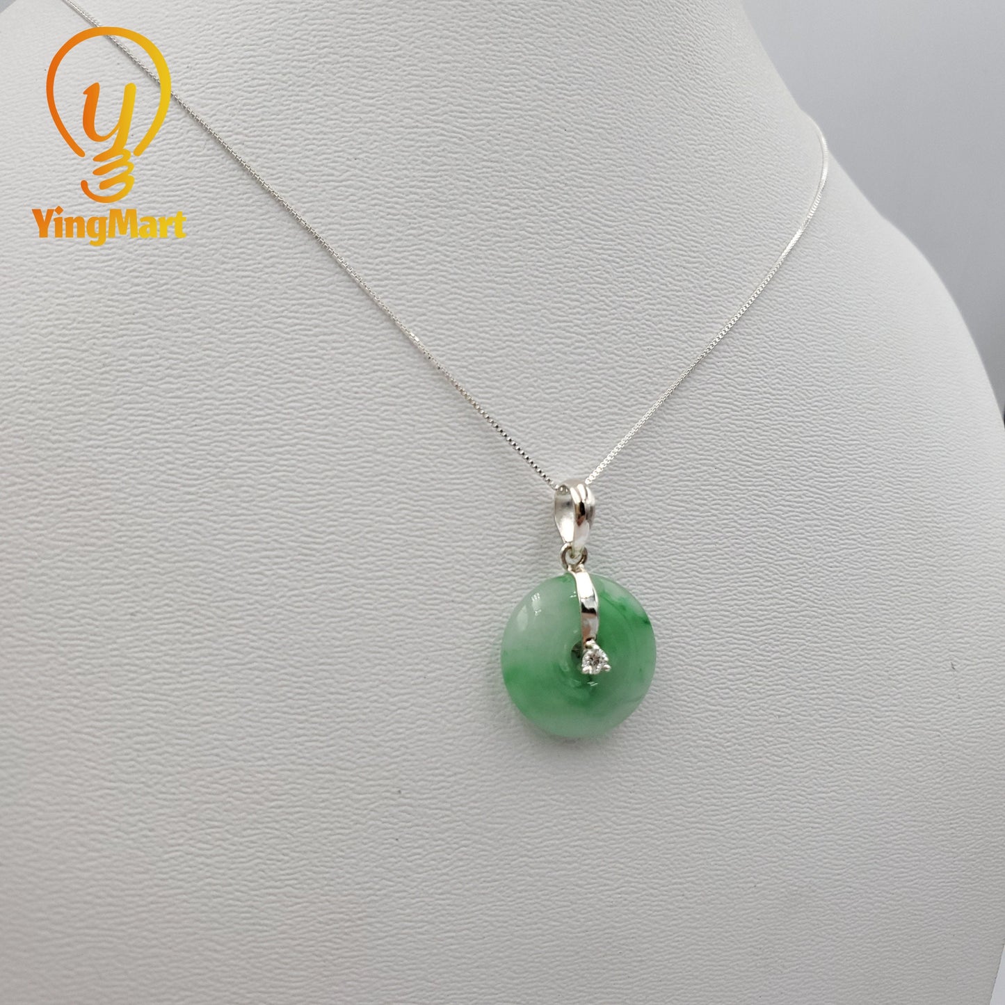 Yingmart Genuine Small Fu Green Natural Jadeite Jade Pendant, Real Gemstone, Vintage Jewelry, Gift for her