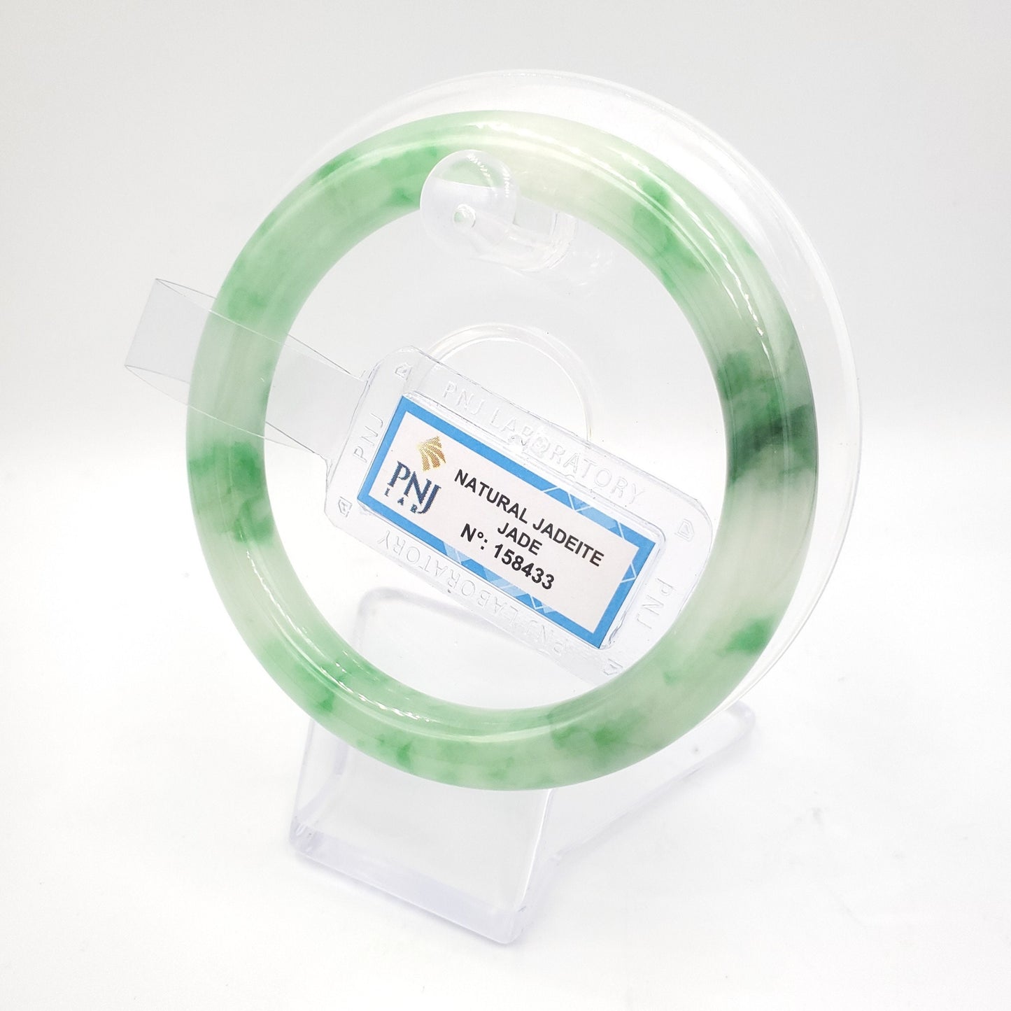 Yingmart 57mm Certified Natural Color Green with Spots Jadeite Jade Bangle Bracelet,Real Gemstone,Jewelry,Gift for her PNJ158433