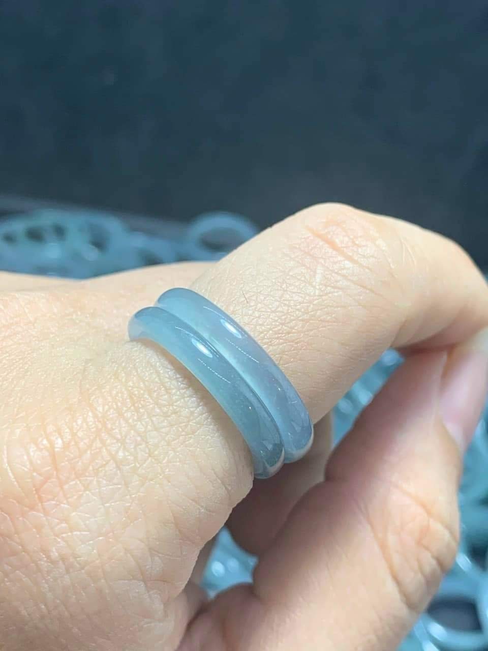 Yingmart Icy Blue Ring, 100% Natural Green Jade Ring - wholesale, Real Gemstone Ring, Vintage Jewelry