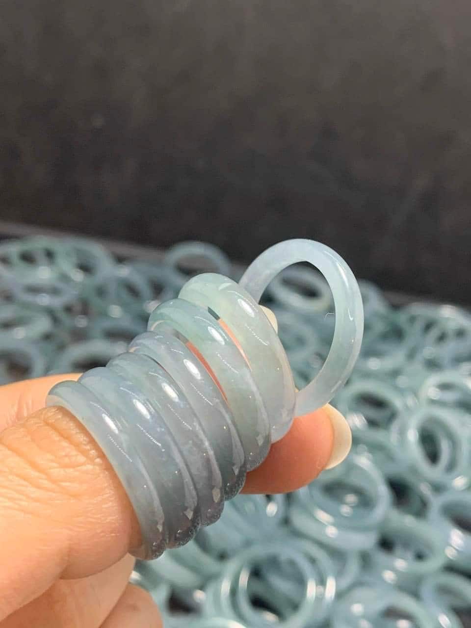 Yingmart Icy Blue Ring, 100% Natural Green Jade Ring - wholesale, Real Gemstone Ring, Vintage Jewelry