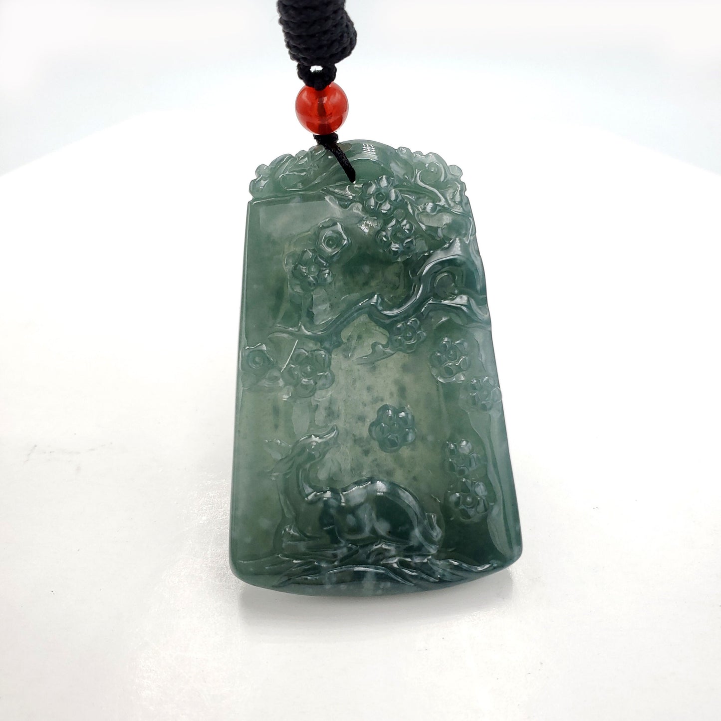 Yingmart Dark Blue natural Jade stone Charm Carved Pendant Necklace,  Jade Keychain,Good Luck Keychain, Protection, Good Fortune Keychain