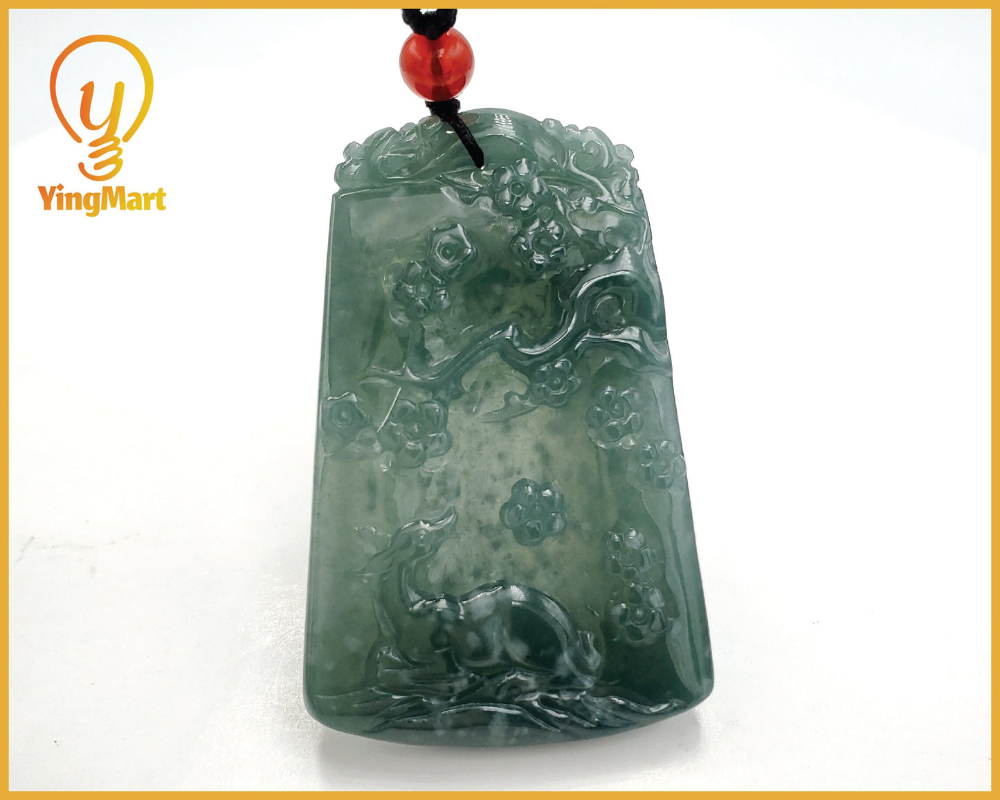 Yingmart Dark Blue natural Jade stone Charm Carved Pendant Necklace,  Jade Keychain,Good Luck Keychain, Protection, Good Fortune Keychain