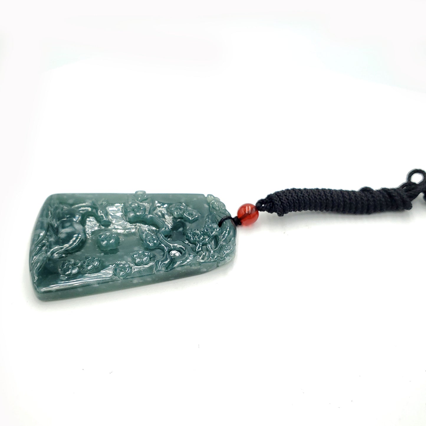 Yingmart Dark Blue natural Jade stone Charm Carved Pendant Necklace,  Jade Keychain,Good Luck Keychain, Protection, Good Fortune Keychain
