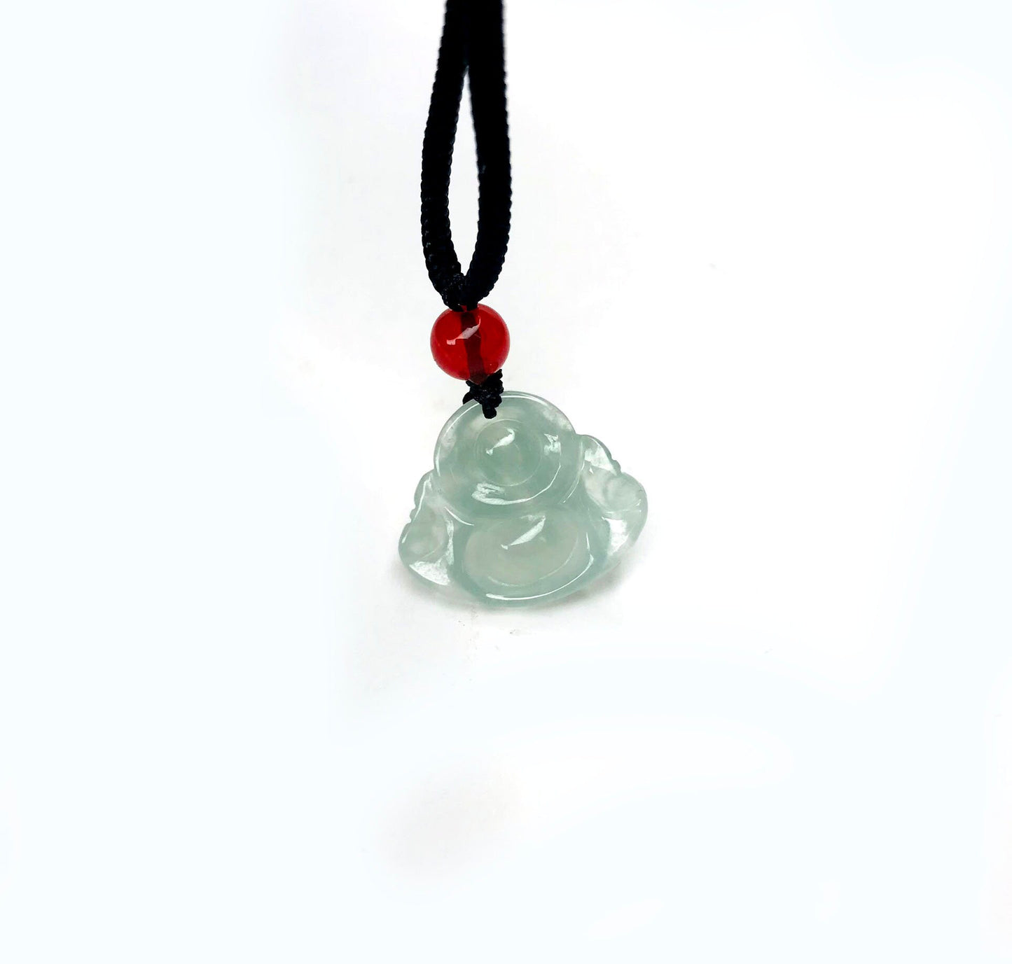 Yingmart Light Green Smiling Buddha Natural Jade Stone Charm Carved Pendant Necklace,Good Luck Keychain, Protection, Good Fortune Keychain