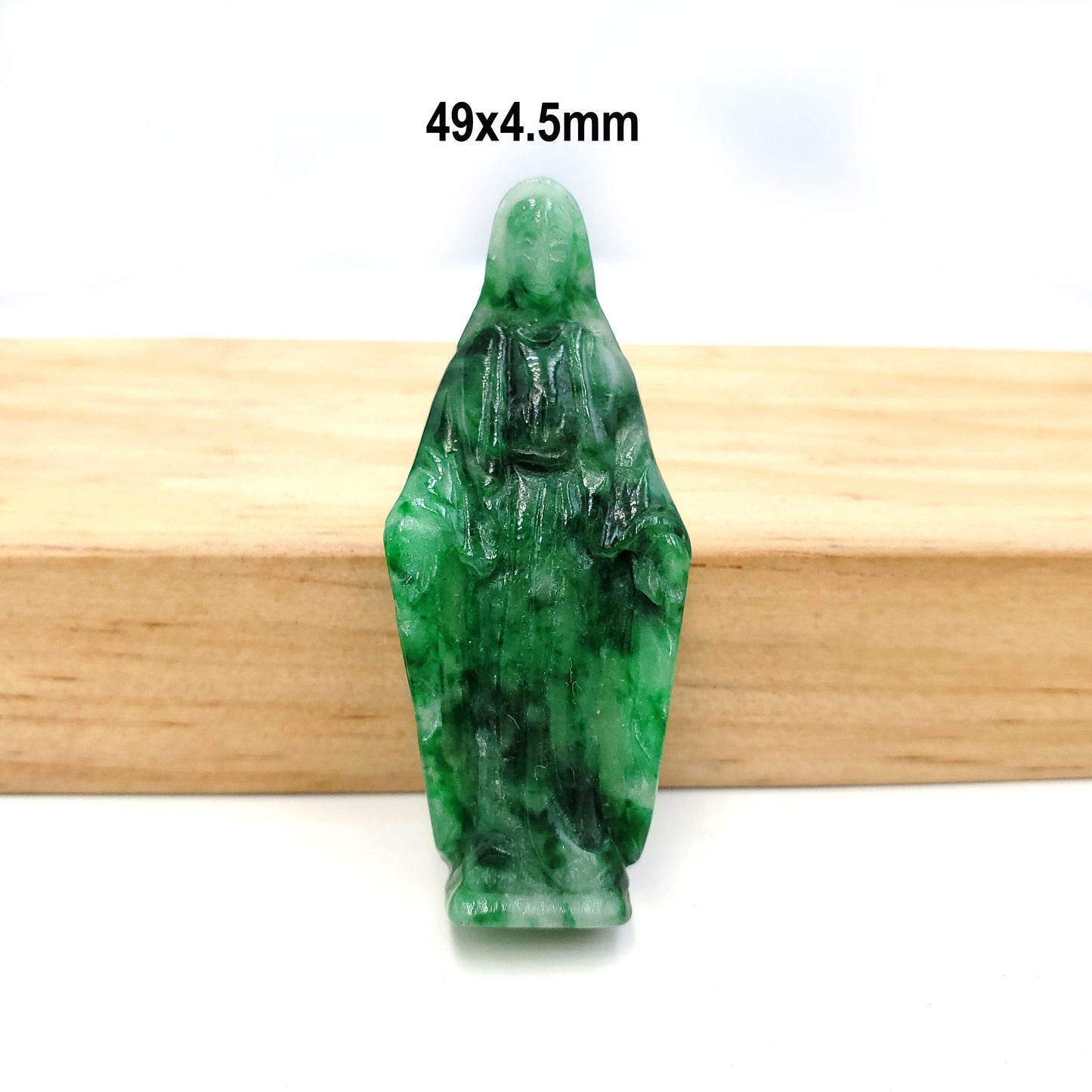 Yingmart PJG06 Green Natural Jade Stone Carved Statue of Blessed Mother Jadeite, Protection, Good Luck