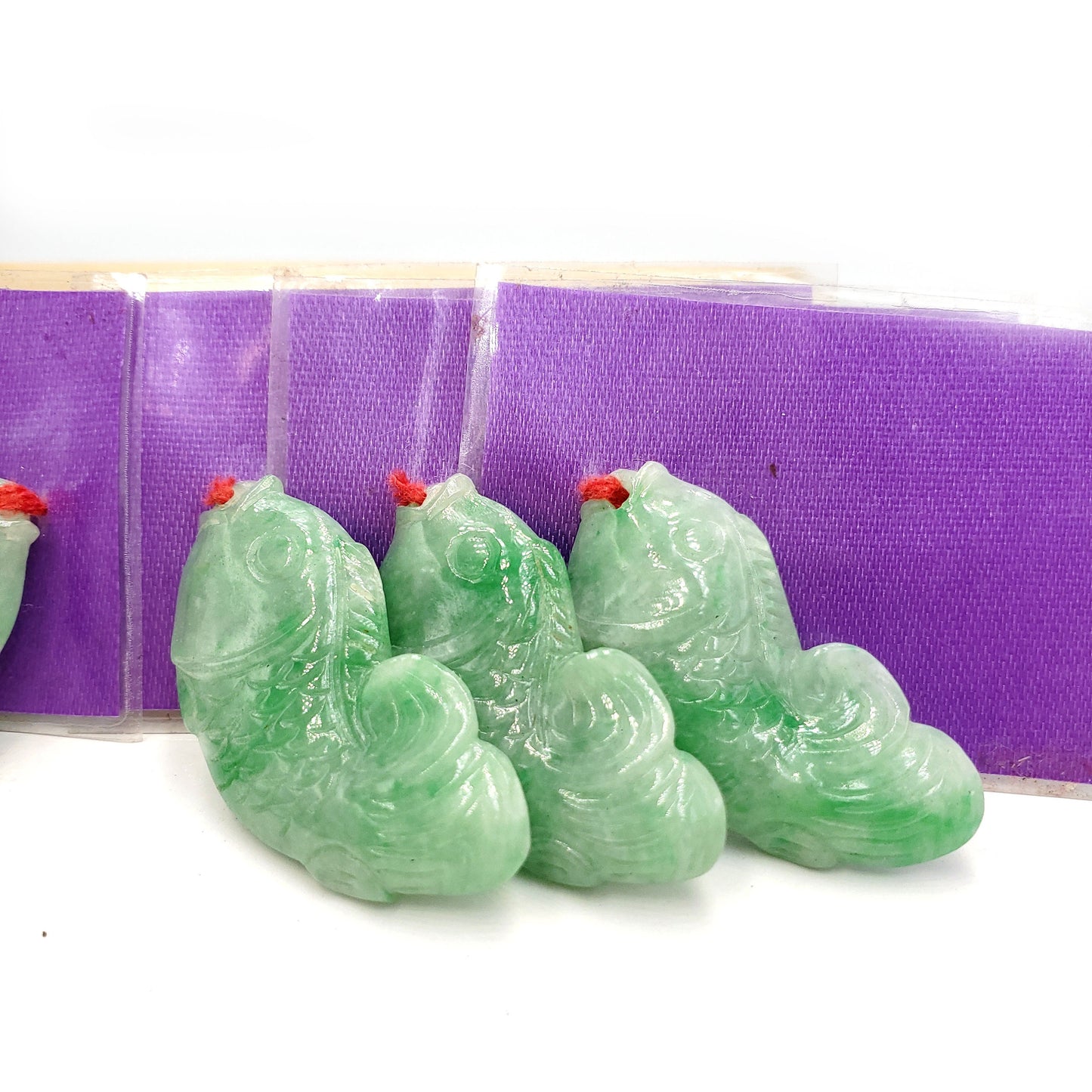 Yingmart Green natural Jade stone Charm carved Fish Pendant Necklace, Good Luck Pendant, Protection