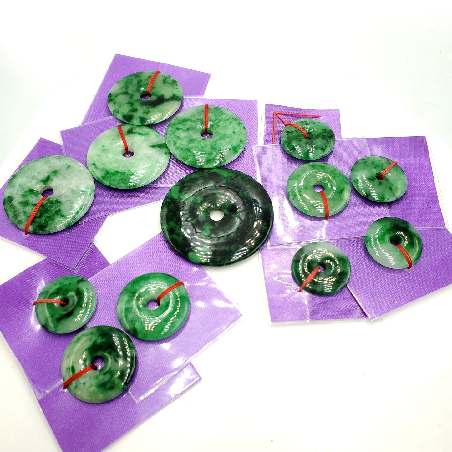 Yingmart Green natural Jade stone Charm carved Donut Jadeite Pendant Pendant Necklace, Good Luck Pendant, Protection