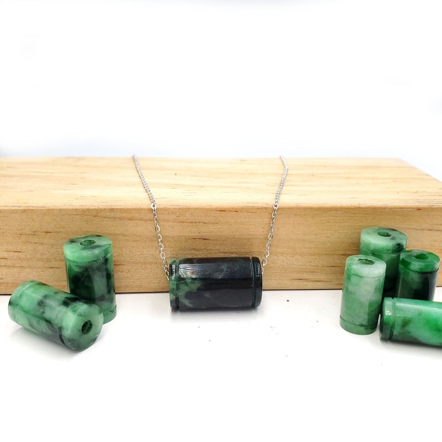 Yingmart Green natural jade charm, necklace,  Pendant, Chain bracelet bead decoration, Lucky pendant