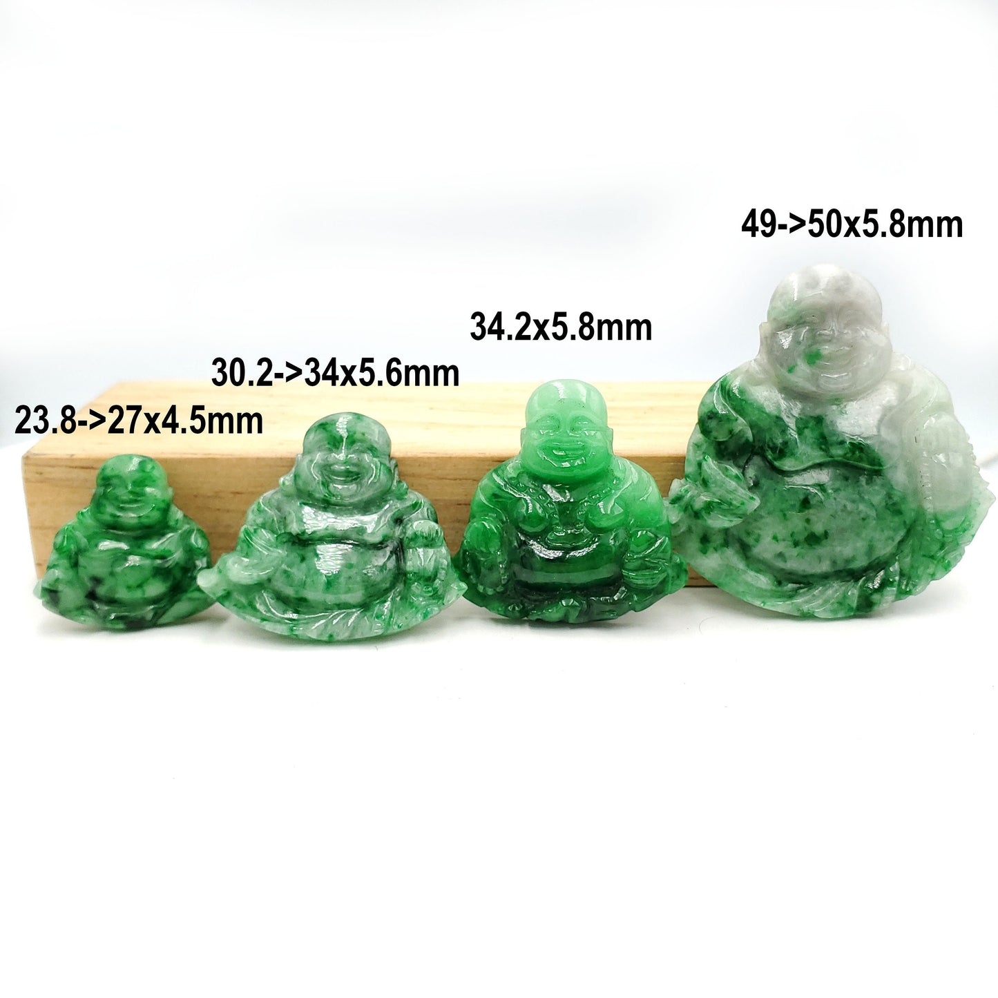 Yingmart White Green Spot Natural Jade Stone Carved Statue of Buddha Jadeite, Protection, Good Luck