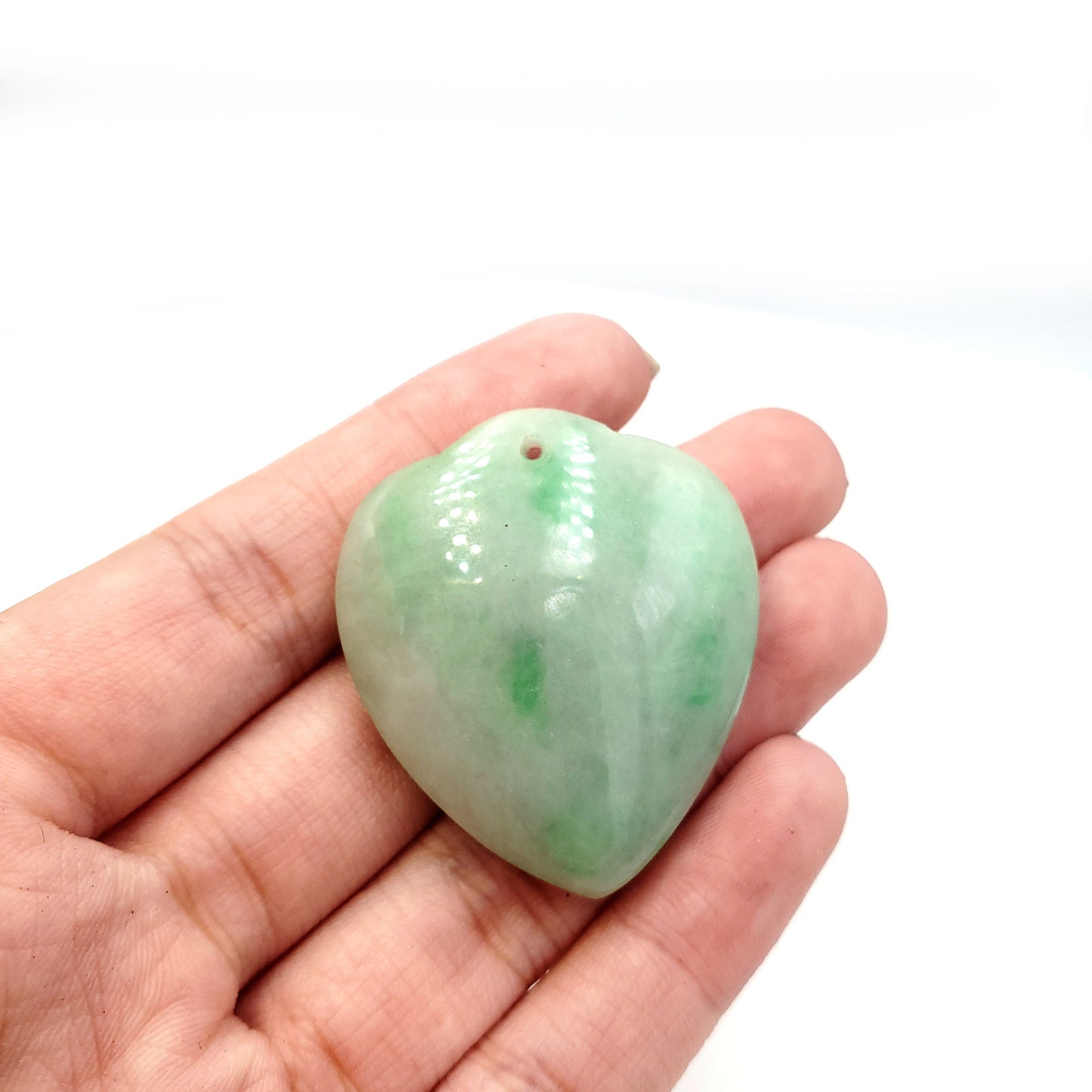 Yingmart Green natural jade charm Caved Heart, necklace, Earrings, Pendant, Chain bracelet bead decoration, Lucky pendant