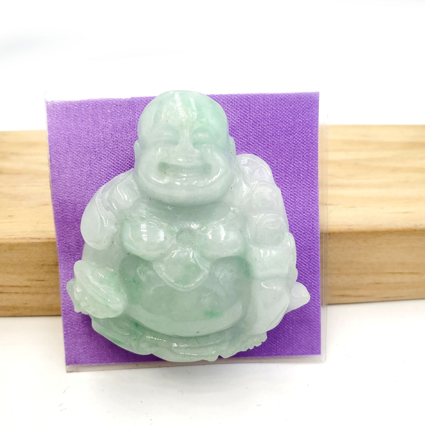 Yingmart Light Green Natural Jade Stone Carved Statue of Buddha Jadeite, Protection, Good Luck