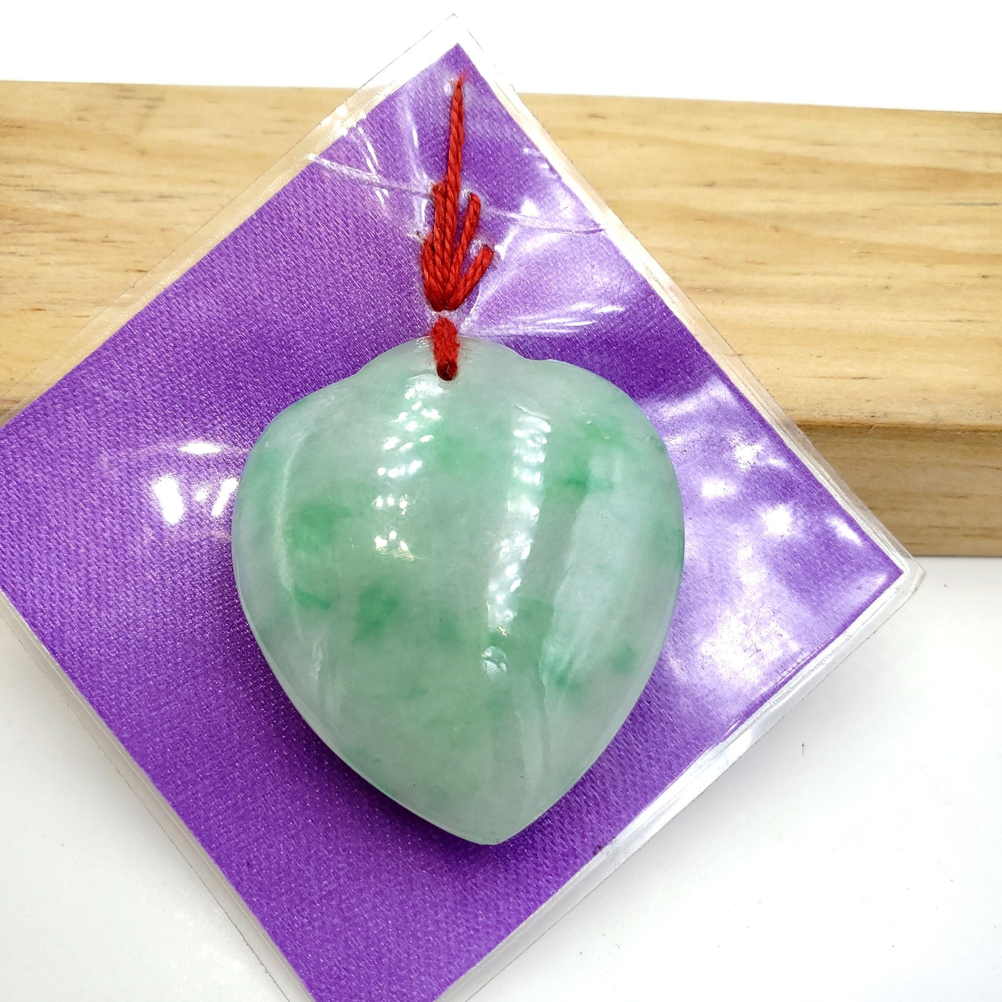 Yingmart Green natural jade charm Caved Heart, necklace, Earrings, Pendant, Chain bracelet bead decoration, Lucky pendant