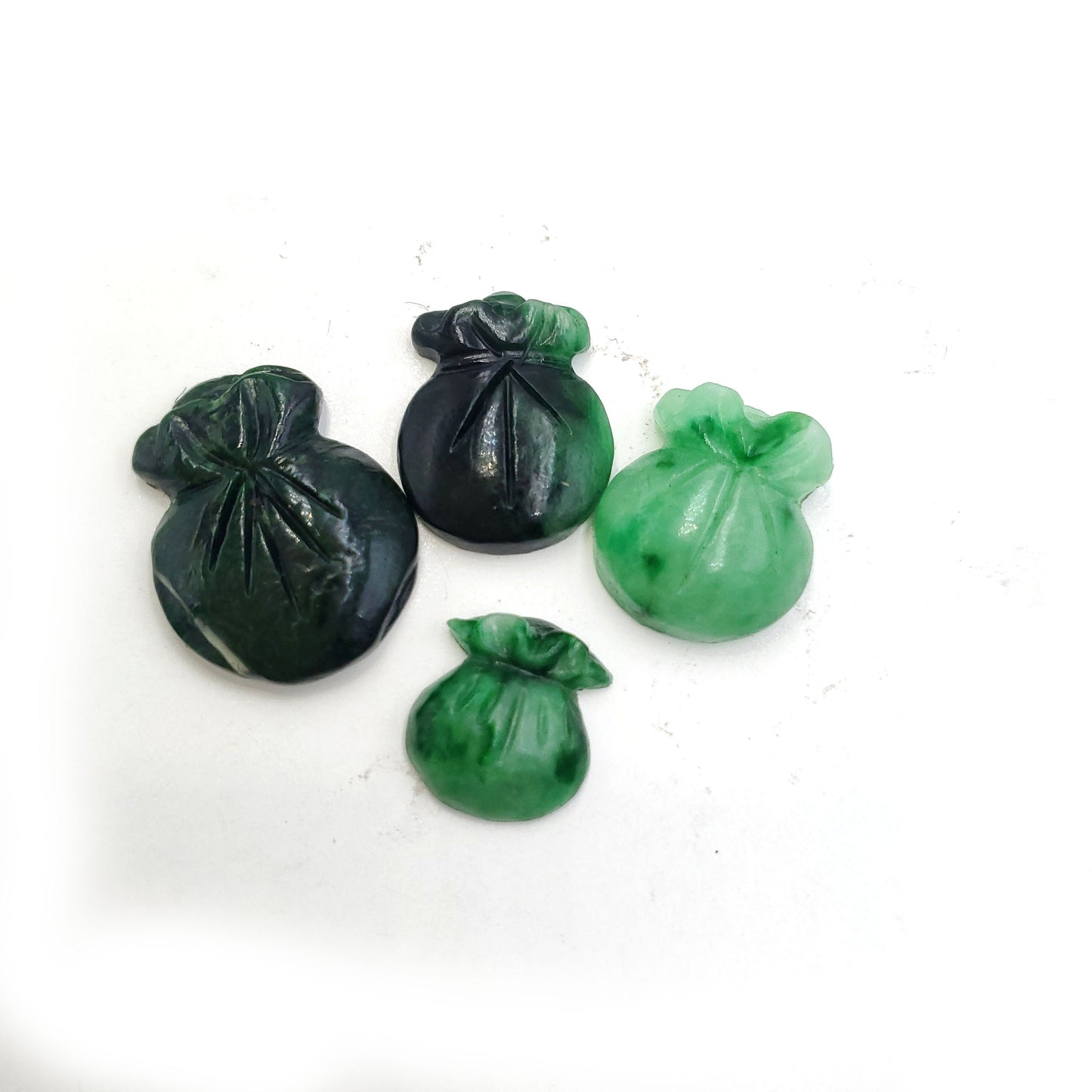 Yingmart Green natural jade charm Caved Bag, necklace, Earrings, Pendant, Chain bracelet bead decoration, Lucky pendant